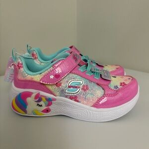 Skechers Kids Sport Lights Sparkling Pink Unicorn Sneakers Kids Size 11 NWT